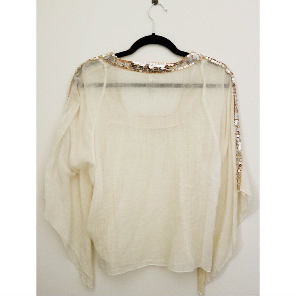 Free People Gold Sequined Peasant Top - Picture 5 of 5